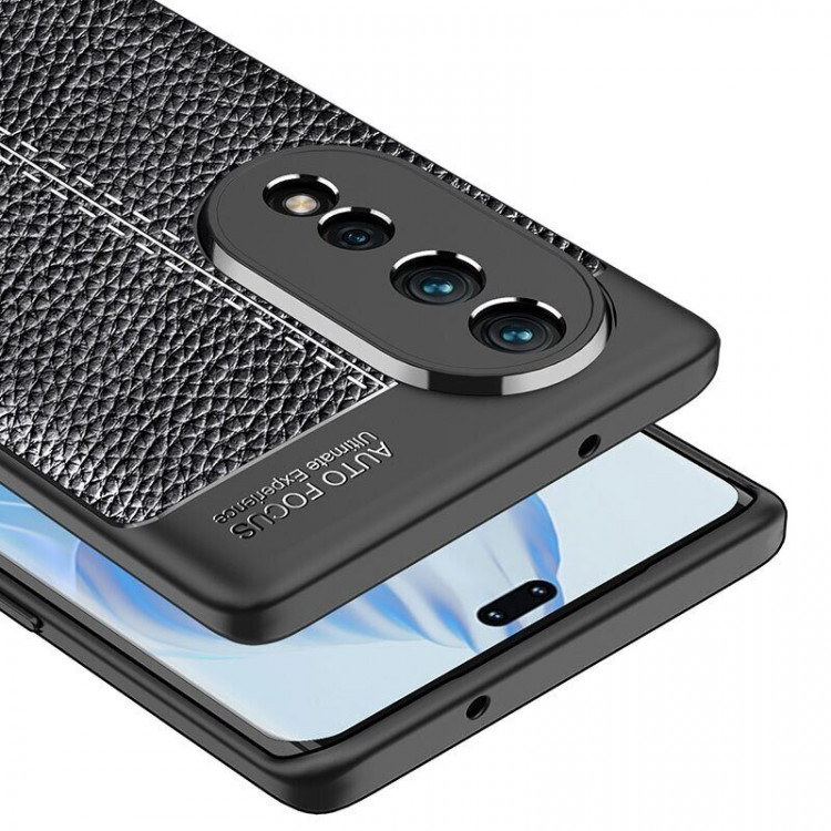 Чехол-накладка Litchi Grain для Honor 80 (черный)