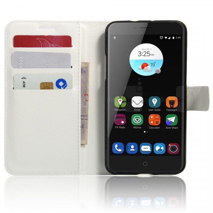 Чехол-книжка с визитницей для ZTE Blade V7 (белый)