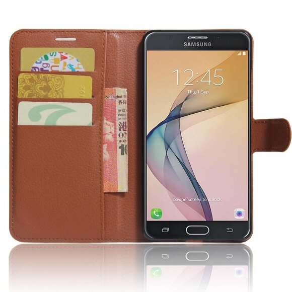 Чехол с визитницей для Samsung Galaxy J7 Prime SM-G610F/DS (коричневый) (On7 2016 SM-G6100)