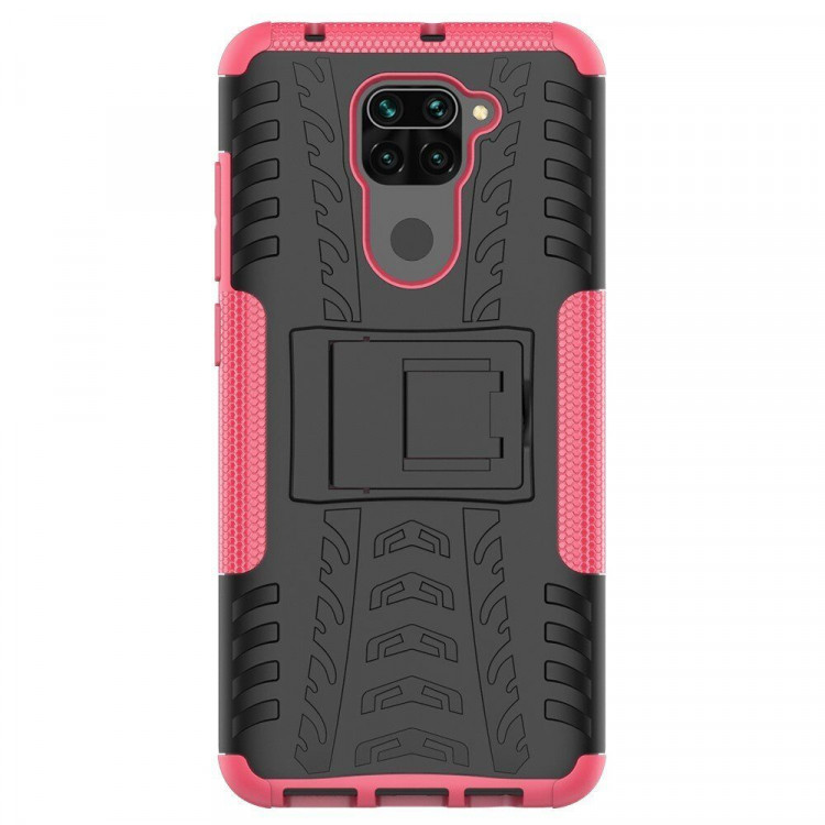 Чехол Hybrid Armor для Xiaomi Redmi Note 9 (черный + розовый)