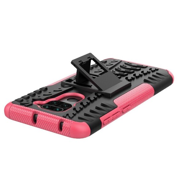 Чехол Hybrid Armor для Xiaomi Redmi Note 9 (черный + розовый)