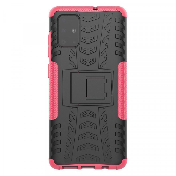 Чехол Hybrid Armor для Samsung Galaxy A71 (черный + розовый)