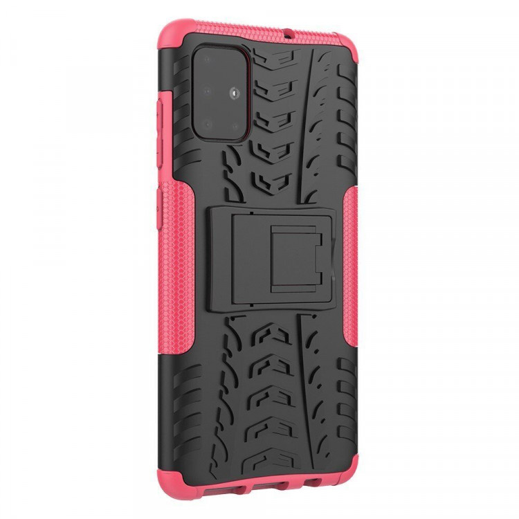 Чехол Hybrid Armor для Samsung Galaxy A71 (черный + розовый)