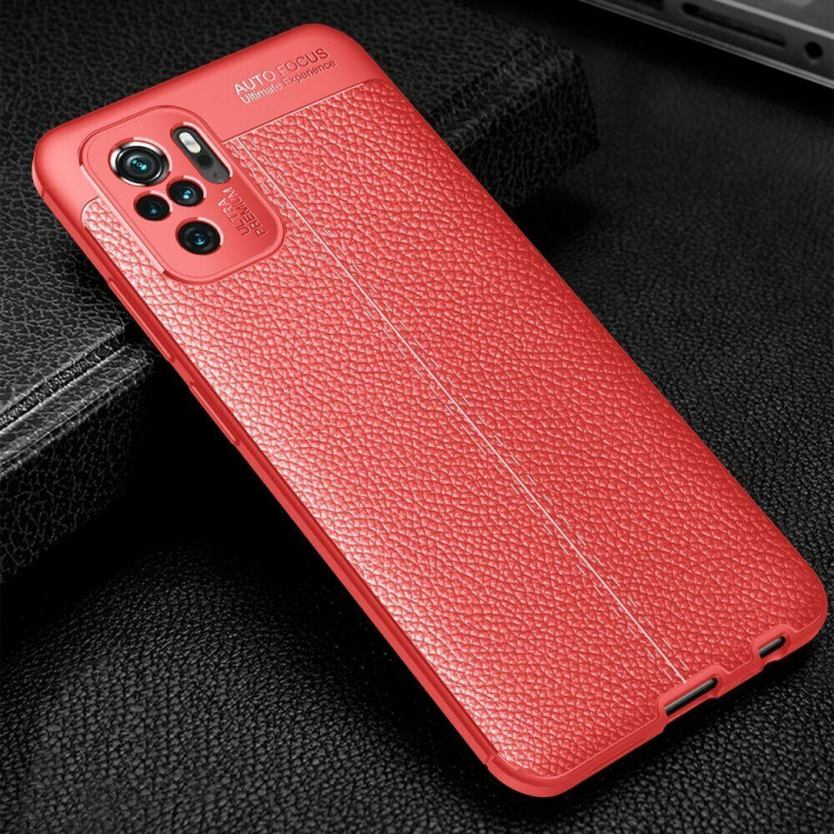 Чехол-накладка Litchi Grain для Xiaomi Redmi Note 10 / Redmi Note 10S / Poco M5S (красный)