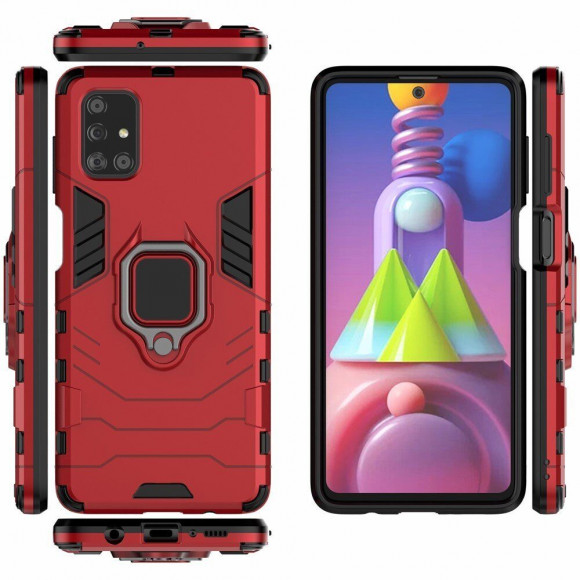 Чехол Armor Ring Holder для Samsung Galaxy M51 (красный) Чехол Armor Ring Holder для Samsung Galaxy M51 (красный)