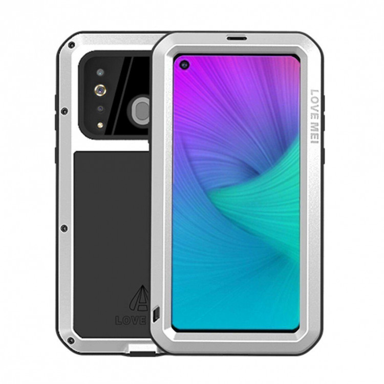 Гибридный чехол LOVE MEI для Samsung Galaxy A8s (серебряный)