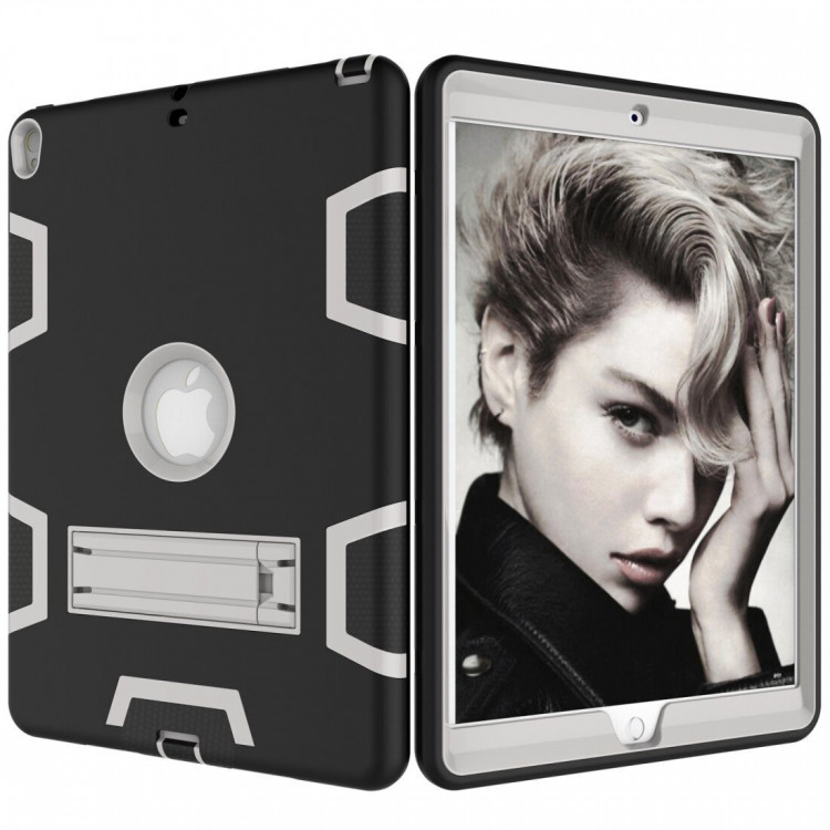 Гибридный TPU чехол для Apple iPad Pro 10.5 / iPad Air (2019) (черный + серый)