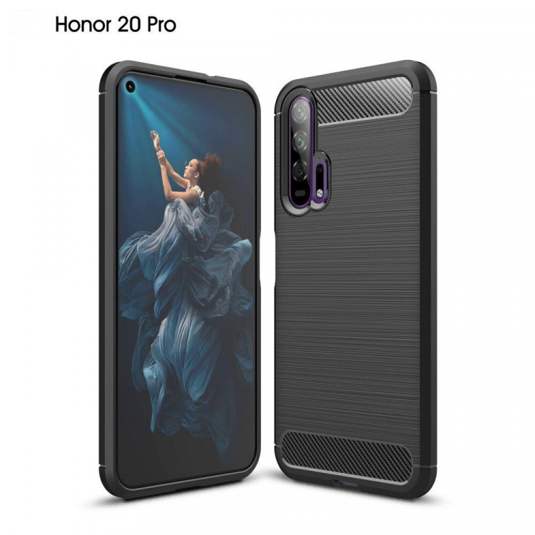 Чехол-накладка Carbon Fibre для Huawei Honor 20 Pro (черный)