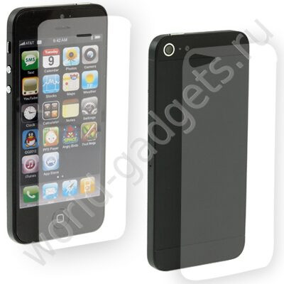 Защитная пленка для iPhone 5 (2 в 1 - экран + задняя крышка)