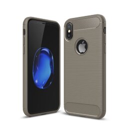 Чехол-накладка Carbon Fibre для iPhone X / ХS (серый)