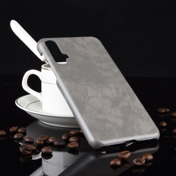 Кожаная накладка-чехол для Huawei Nova 5 / Nova 5 Pro (серый)