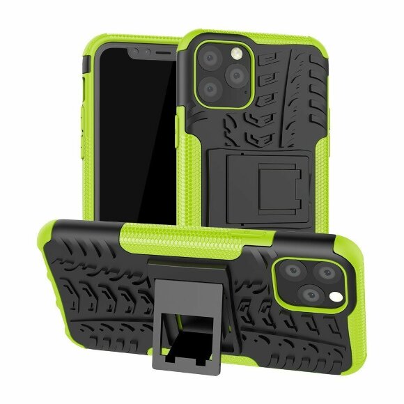 Чехол Hybrid Armor для iPhone 11 Pro (черный + зеленый)