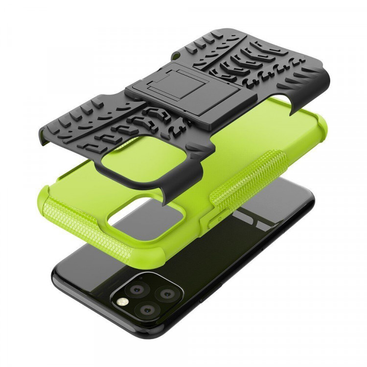 Чехол Hybrid Armor для iPhone 11 Pro (черный + зеленый)