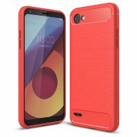 Чехол-накладка Carbon Fibre для LG Q6 / LG Q6a / LG Q6+ (красный)