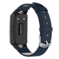 Кожаный ремешок для Huawei Band 6 / Honor Band 6 (темно-синий)