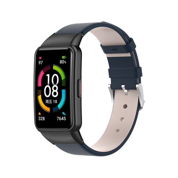 Кожаный ремешок для Huawei Band 6 / Honor Band 6 (темно-синий) Кожаный ремешок для Huawei Band 6 / Honor Band 6 (темно-синий)