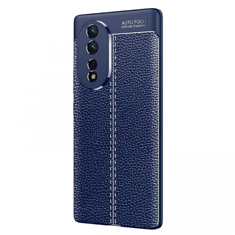 Чехол-накладка Litchi Grain для Honor 80 Pro (темно-синий)