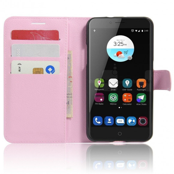 Чехол-книжка с визитницей для ZTE Blade V7 (розовый)