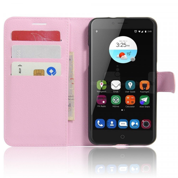 Чехол-книжка с визитницей для ZTE Blade V7 (розовый)