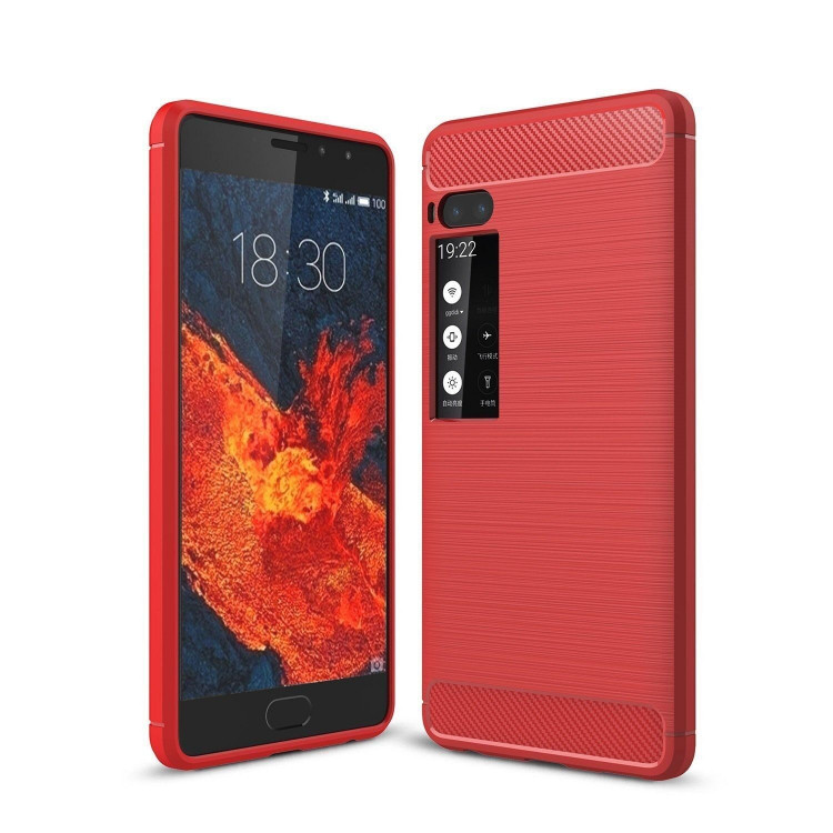 Чехол-накладка Carbon Fibre для Meizu Pro 7 (красный)