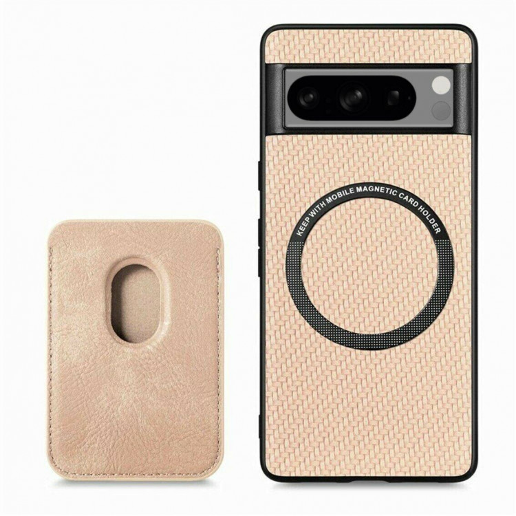 Чехол с магнитным держателем карт для Google Pixel 8 Pro (бежевый)