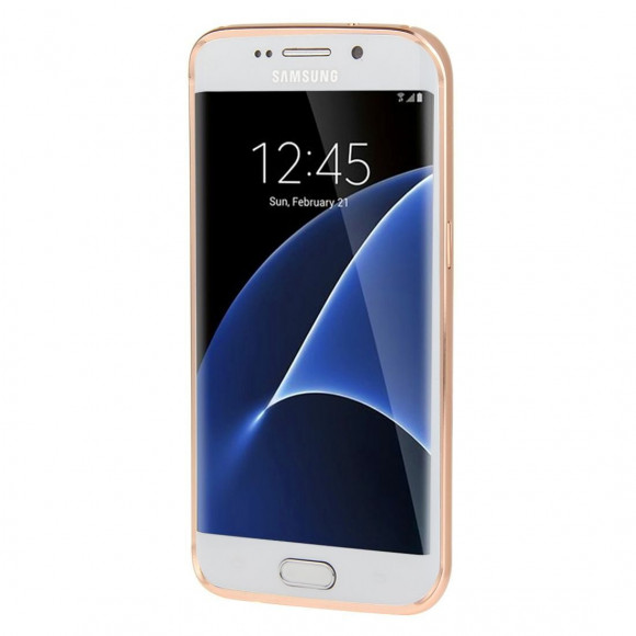 Алюминиевый бампер-чехол для Samsung Galaxy S7 Edge (розовое золото)