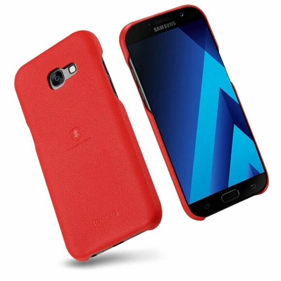Кожаная накладка LENUO для Samsung Galaxy A7 (2017) SM-A720F (красный)