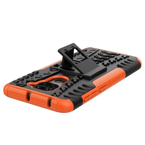 Чехол Hybrid Armor для Xiaomi Redmi Note 9 (черный + оранжевый)