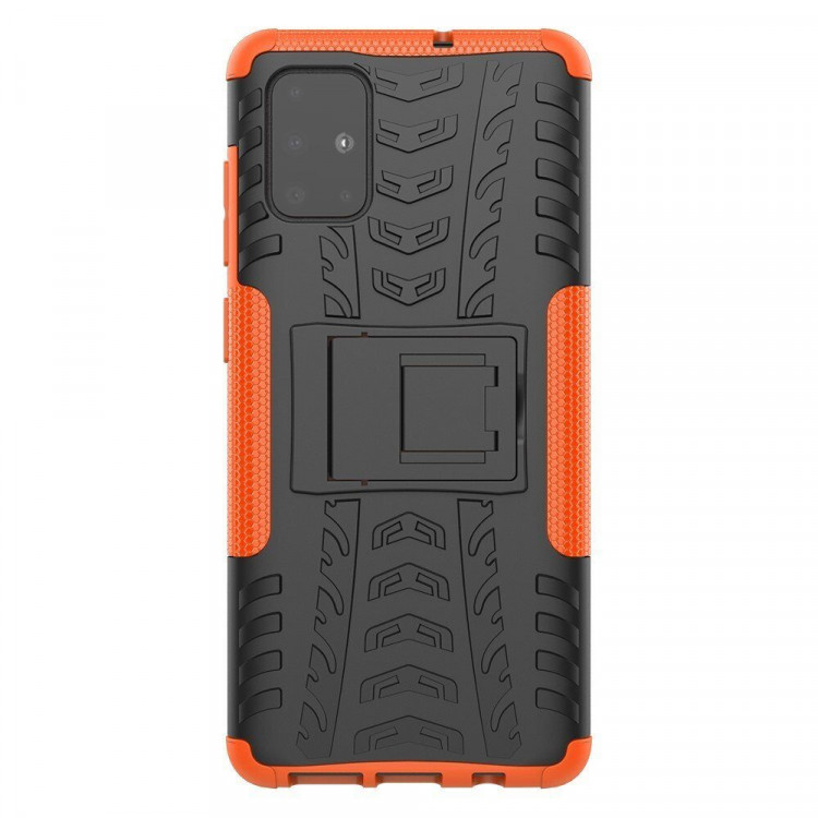 Чехол Hybrid Armor для Samsung Galaxy A71 (черный + оранжевый)