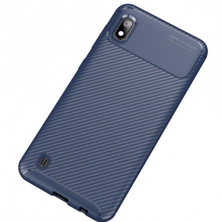 Чехол-накладка Resistant Carbon для Samsung Galaxy A10 (темно-синий)