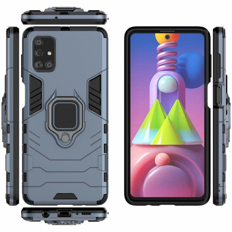 Чехол Armor Ring Holder для Samsung Galaxy M51 (темно-синий)
