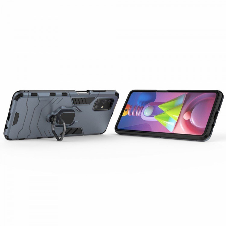 Чехол Armor Ring Holder для Samsung Galaxy M51 (темно-синий)