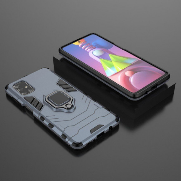 Чехол Armor Ring Holder для Samsung Galaxy M51 (темно-синий)