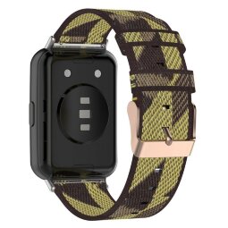 Нейлоновый ремешок с разноцветным плетением для Huawei Watch Fit 2 (желто-коричневый)