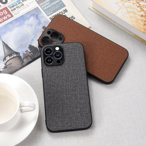 Чехол с тканевой текстурой для iPhone 14 (серый) Чехол с тканевой текстурой для iPhone 14 (серый)