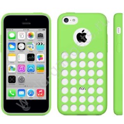 Мягкий пластиковый чехол с кружками для iPhone 5C (зеленый)