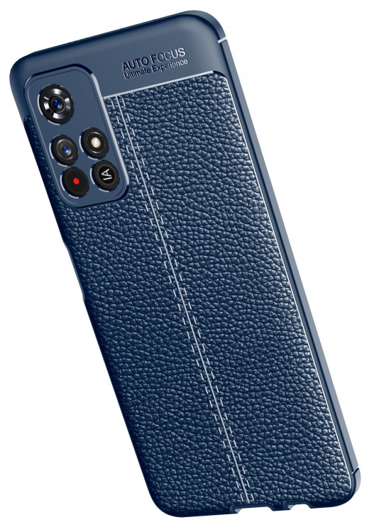 Чехол-накладка Litchi Grain для Xiaomi Poco M4 Pro 5G (темно-синий)