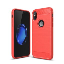 Чехол-накладка Carbon Fibre для iPhone X / ХS (красный)