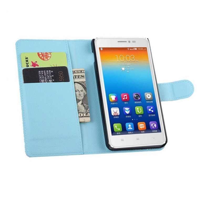 Чехол с визитницей для Lenovo S850 (голубой)