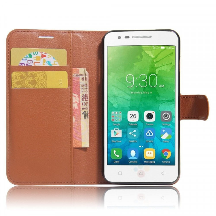 Чехол с визитницей для Lenovo Vibe C2 (коричневый)