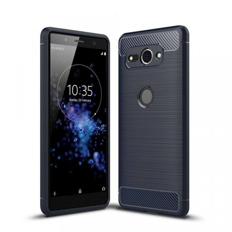 Чехол-накладка Carbon Fibre для Sony Xperia XZ2 Compact (темно-синий)