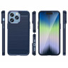 Чехол-накладка Carbon Fibre для iPhone 14 Pro Max (темно-синий)