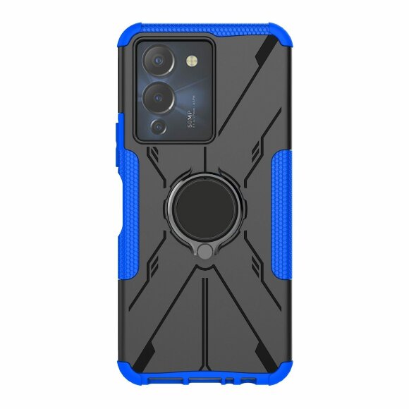 Чехол Armor Shockproof Ring Holder для Infinix NOTE 12 G96 (черный + голубой) Чехол Armor Shockproof Ring Holder для Infinix NOTE 12 G96 (черный + голубой)
