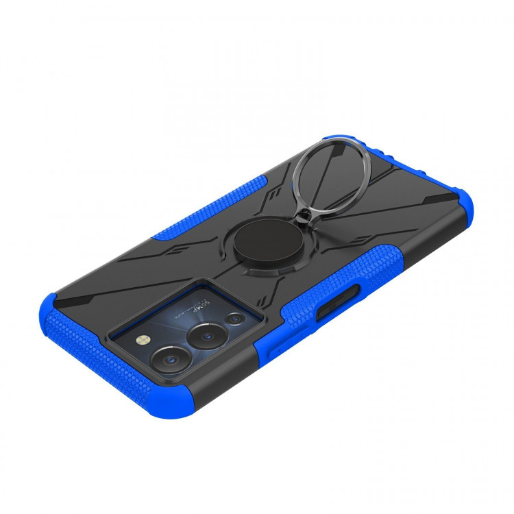 Чехол Armor Shockproof Ring Holder для Infinix NOTE 12 G96 (черный + голубой)
