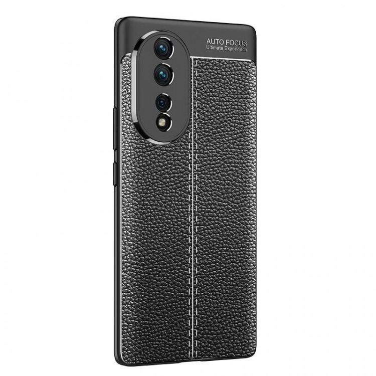 Чехол-накладка Litchi Grain для Honor 80 Pro (черный)