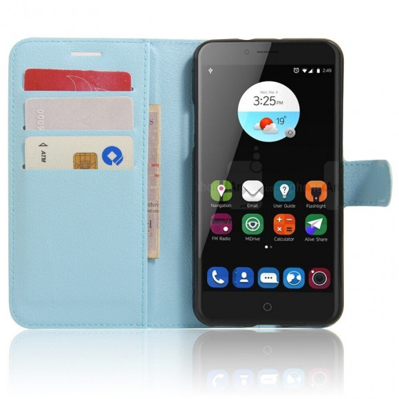 Чехол-книжка с визитницей для ZTE Blade V7 (голубой)