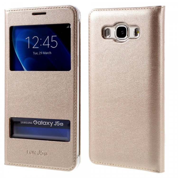 Чехол с окнами для Samsung Galaxy J5 (2016) SM-J510F/DS (золотой)