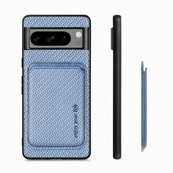 Чехол с магнитным держателем карт для Google Pixel 8 Pro (голубой)