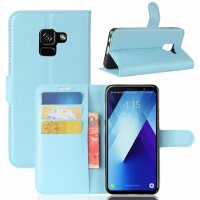 Чехол с визитницей для Samsung Galaxy A8 Plus (2018) (голубой)