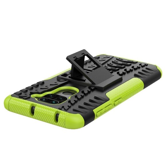 Чехол Hybrid Armor для Xiaomi Redmi Note 9 (черный + зеленый)